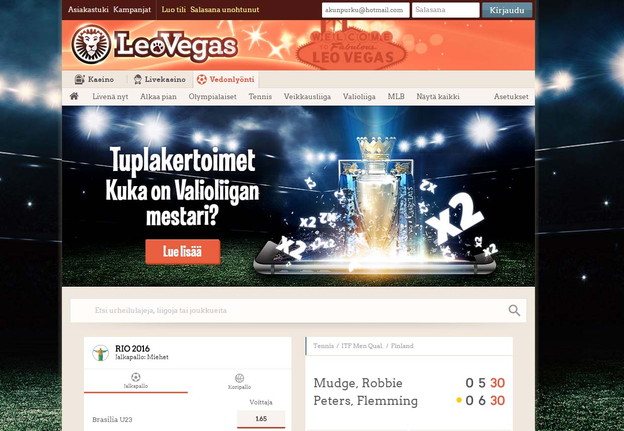 leovegas sport screen